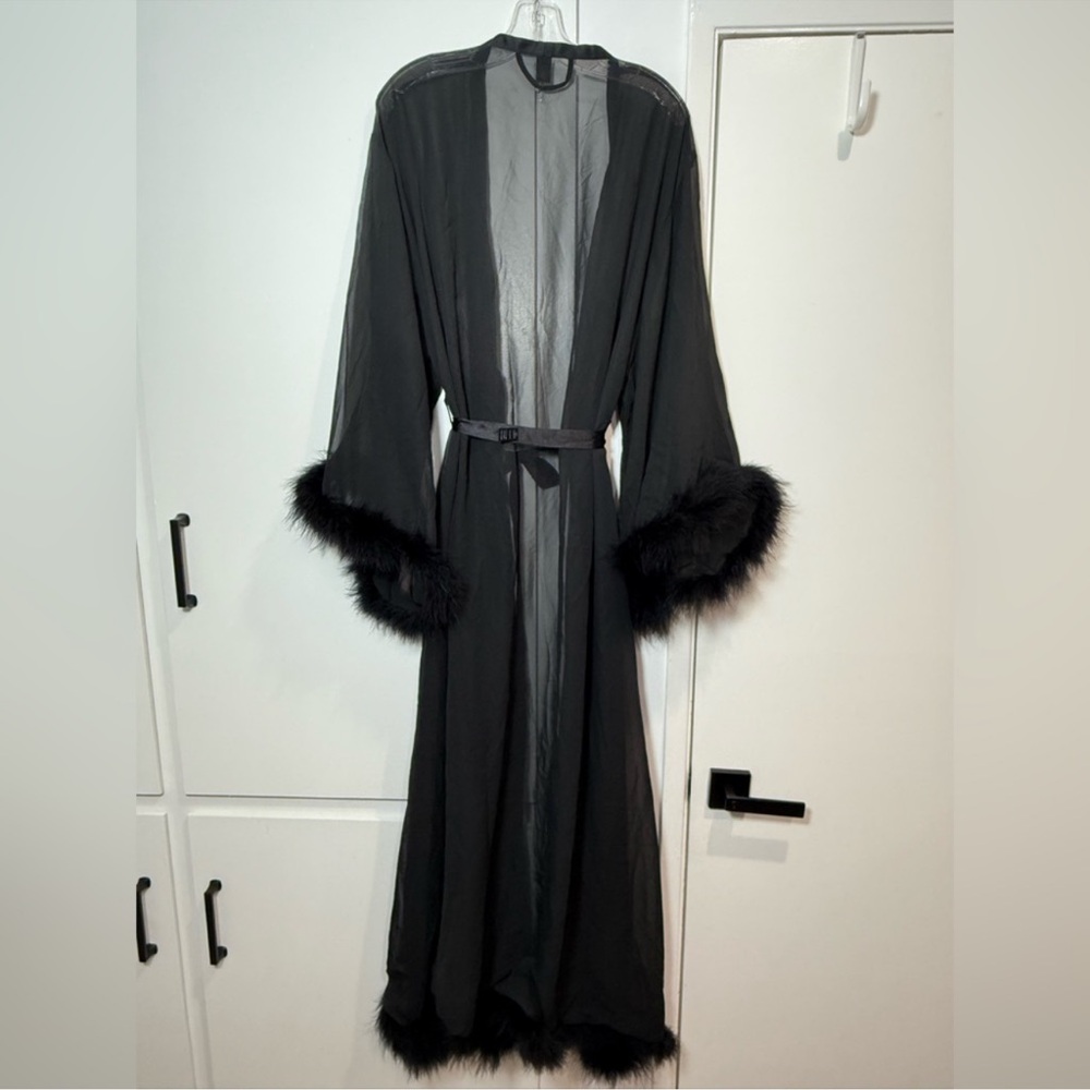 Meshki Clara feather trim robe